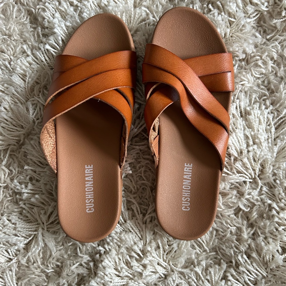 Tan Crisscross Leather Sandals
